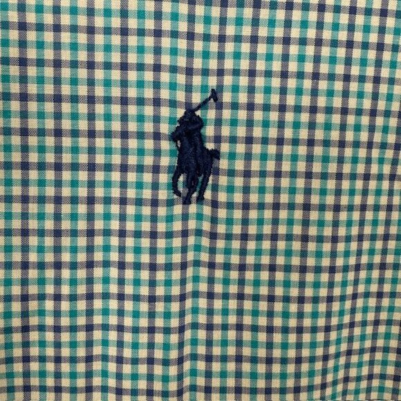 Ralph Lauren Button Down Shirt Embroidered Pony Blue Teal Size Large - Picture 3 of 10